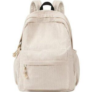 Corduroy school backpack with pins laptop bag for teen girls women travel bookba